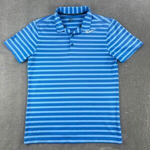 Nike Mens Small Blue Polo Shirt Knicks Dri-FIT Striped Golf Top